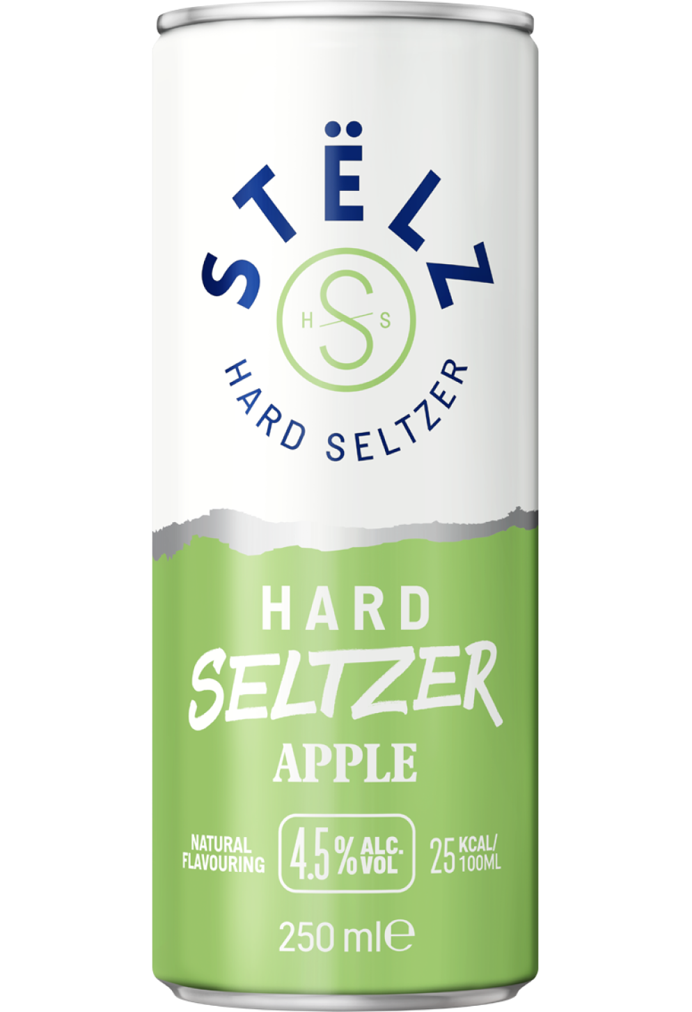 STËLZ Hard Seltzer Appel blikje 250ml, 4,5% alcohol, 25 kcal per 100ml, natuurlijke aroma's